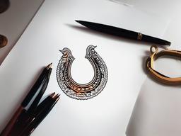 horse shoe tattoo design  simple color tattoo,minimal,white background