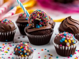 brigadeiro at a birthday party - indulging in chocolate brigadeiro truffles rolled in sprinkles at a lively birthday party. 