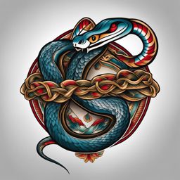 American traditional snake tattoo, Classic and timeless snake tattoos in American traditional style. colors, tattoo patterns, clean white background