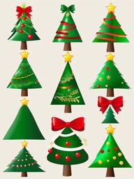 Xmas Tree clipart - xmas tree with ornaments and ribbons  