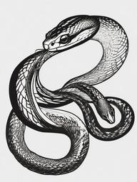 drawing of a snake with a striking pose  minimal rough sketch scribbles,doodles,black and white