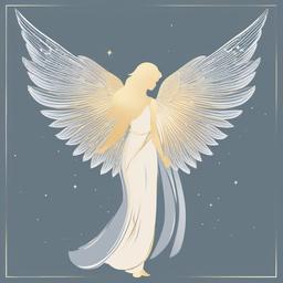 Angel clipart - angel with shimmering wings  color,minimalist,vector clipart