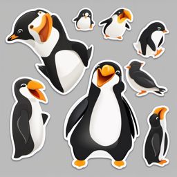 Penguin Jumping Emoji Sticker - Joyful leaps, , sticker vector art, minimalist design