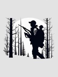 hunting silhouette tattoo  simple color tattoo,minimal,white background