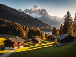 enigmatic engadine villages - illustrate the enigma of engadine's lesser-known villages, showcasing their swiss chalets and stunning mountain backdrops. 