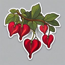 Bleeding Heart Vine Sticker - Experience the cascading and heart-shaped blooms of bleeding heart vines with this sticker, , sticker vector art, minimalist design