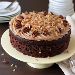 german chocolate cake with coconut-pecan frosting, savored at a family reunion. 