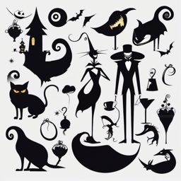 Clip art Nightmare before Christmas, Characters from the beloved holiday film.  simple, 2d flat