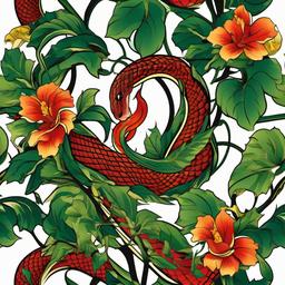 snake and vine tattoo  simple vector color tattoo