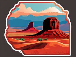 Monument Valley sticker- Iconic red sandstone buttes on the Arizona-Utah border, , sticker vector art, minimalist design