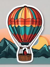 Hot Air Balloon Adventure Sticker - Adventurous hot air balloon ride, ,vector color sticker art,minimal