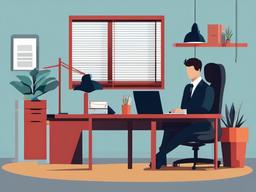 Person clipart - person working in an office  color,minimalist,vector clipart