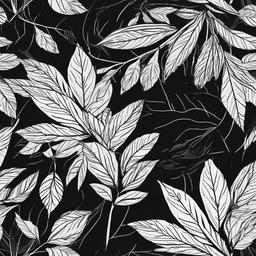 drawing of fall leaves  minimal rough scribbles,doodles,black and white