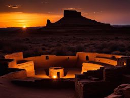 chaco culture national historical park - paint the mystical night scene of chaco culture, where ancient puebloan ruins align with celestial events under dark skies. 