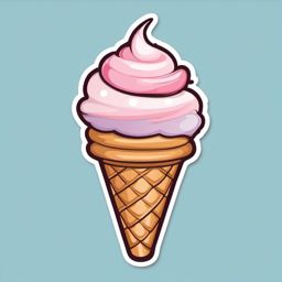 Cute Ice Cream Cone sticker- Sweet Frozen Bliss, , color sticker vector art