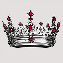 drawing of a crown with rubies  minimal rough sketch scribbles,doodles,black and white