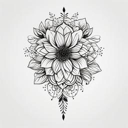 Black Floral Tattoo - Tattoo featuring floral elements in black.  simple color tattoo,minimalist,white background