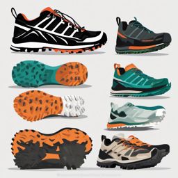 Trail Running Shoes Clipart - Trail running shoes for off-road adventures.  color vector clipart, minimal style