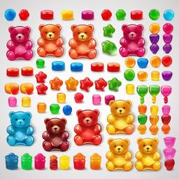 Candies clipart - colorful gummy bears on display  