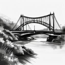 simple drawing of bridge  minimal rough sketch scribbles,doodles,black and white