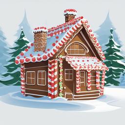 gingerbread house, simple, cartoon, 
 