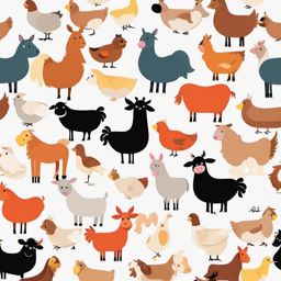 Farm Animal Cartoons clipart - Cute and funny farm animal cartoons, ,vector color clipart,minimal