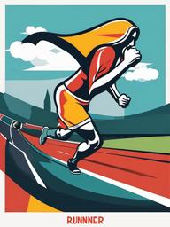 Runner clipart - cartoon runner sprinting on a track  color,minimalist,vector clipart