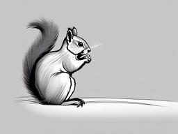 sketch of a squirrel  minimal rough sketch scribbles,doodles,black and white