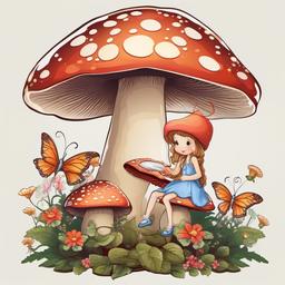 Mushroom clipart - mushroom with a fairy sitting on top  