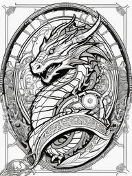 Steampunk Dragon Coloring Pages - Mechanical Dragon with Unique Features  minimal black outline printable sheet, coloring page