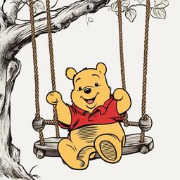 Winnie The Pooh clipart - Pooh bear on a swing  vector clipart