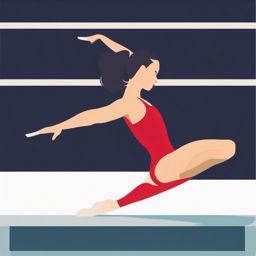 Gymnastics Beam Routine Clipart - A gymnast performing a beam routine.  color vector clipart, minimal style