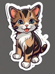 Cute Kitten sticker- Playful Feline Cuteness, , color sticker vector art