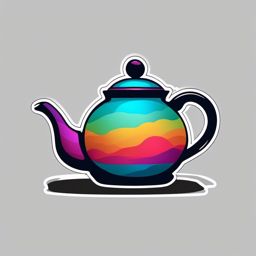 Teapot with Steam Sticker - Teapot emitting steam, ,vector color sticker art,minimal