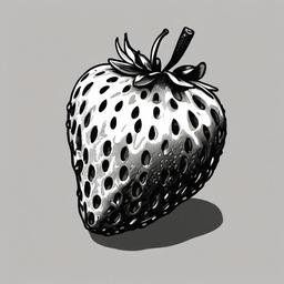 drawing of a strawberry dipped in chocolate  minimal rough sketch scribbles,doodles,black and white