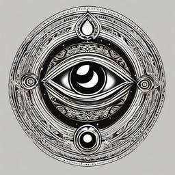 evil eye and moon tattoo  simple vector color tattoo