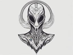 Full Body Alien Tattoo - Make a bold statement with a full-body extraterrestrial-themed tattoo.  simple color tattoo,vector style,white background