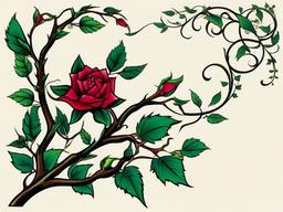 vine with thorns tattoo  simple vector color tattoo