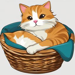 Cat clipart - cat curled up in a basket  