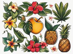 Aloha Tattoo Ideas - Infuse the essence of Aloha into your tattoo with creative ideas that embody the spirit of love, peace, and harmony.  simple vector color tattoo,minmal,white background