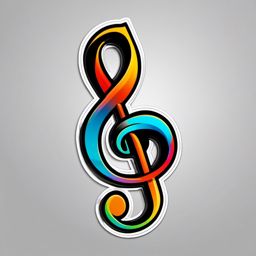 Music Clef Sticker - Musical clef symbol, ,vector color sticker art,minimal