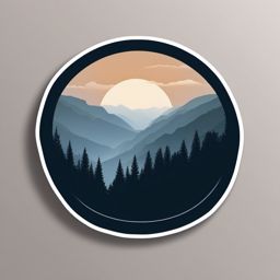 Foggy mountain pass sticker- Enshrouded and mysterious, , sticker vector art, minimalist design