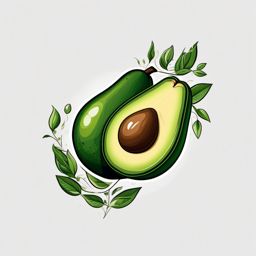 Avocado half tattoo. Green goodness revealed.  color tattoo style, minimalist design,white background