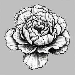 Black and White Carnation Tattoo,Bold statement with a black and white carnation tattoo, capturing the essence of contrast and simplicity.  simple color tattoo,minimal vector art,white background