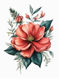 December birth flower tattoo, Tattoos representing the flower associated with the month of December. colors, tattoo patterns, clean white background