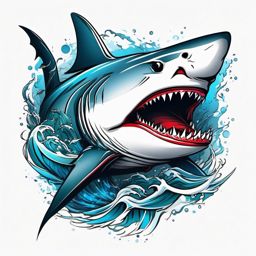 Shark tattoo, Fierce shark tattoo, symbolizing power and adaptability in the deep. , tattoo color art, clean white background