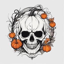 Halloween Themed Tattoo - Tattoo designed with a specific Halloween theme.  simple color tattoo,minimalist,white background
