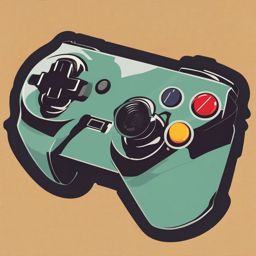 Gaming console and joystick sticker- Retro gaming, , sticker vector art, minimalist design