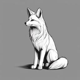 drawing of a marble fox  minimal rough sketch scribbles,doodles,black and white