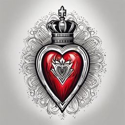 Sacred heart tattoo traditional, Traditional sacred heart tattoo, a timeless emblem of faith and love. , tattoo color art, clean white background